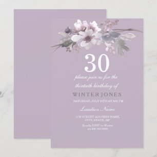 Invitación Elegante Fiesta morado floral 30 cumpleaños invita