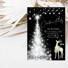 Invitación Elegante Fiesta Navideña con Árbol de Navidad Blan