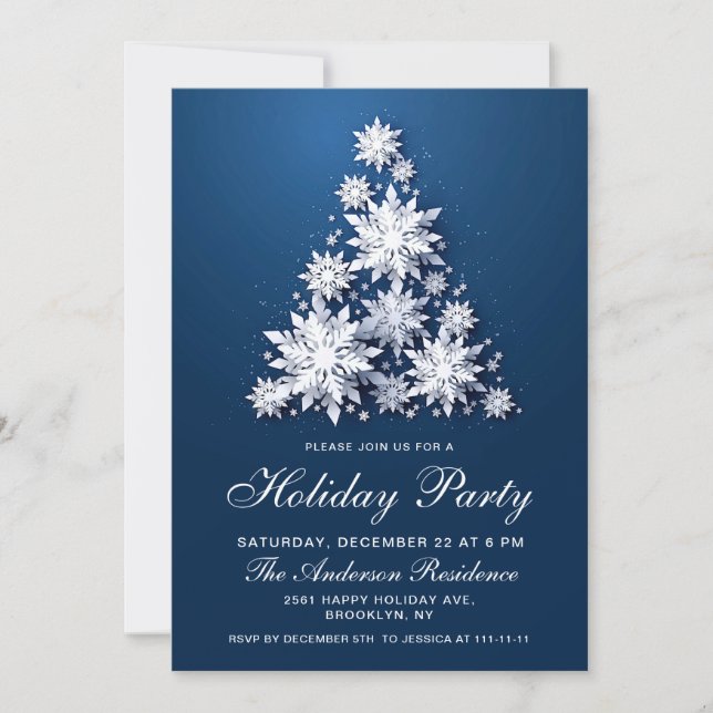 Invitación Elegante fiesta navideña con copas de nieve (Anverso)