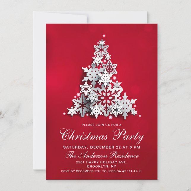 Invitación Elegante fiesta navideña con copas de nieve (Anverso)