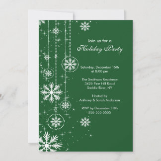 Invitación Elegante fiesta navideña con copos de nieve