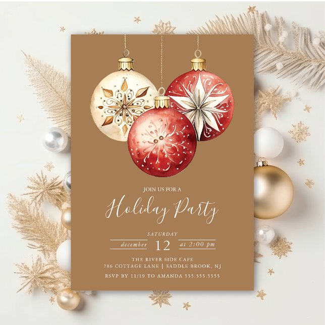 Invitación Elegante fiesta navideña de adornos (Subido por el creador)