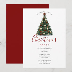 Invitación Elegante Fiesta Navideña de árbol de Navidad