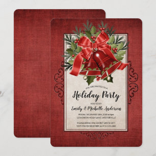 Invitación Elegante fiesta navideña de los Navidades Rojos