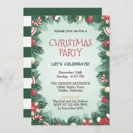 Invitación Elegante fiesta navideña de Navidades verdes| Invi
