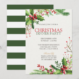 Invitación Elegante fiesta navideña de Navidades verdes| Invi