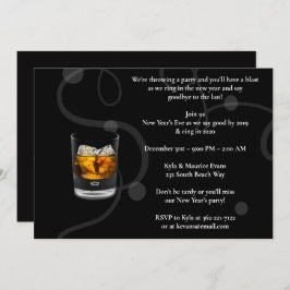 Invitación Elegante Fiesta negro de Año Nuevo