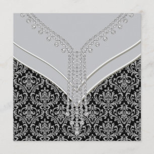 Invitación Elegante Fiesta negro de damasco