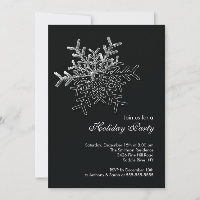 Invitación Elegante Fiesta negro de Navidades de vacaciones c (Anverso)