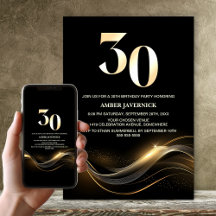 Elegante Fiesta negro y oro de 30 años