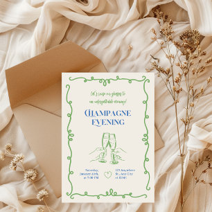 Invitación Elegante Fiesta Nocturna de Cóctel de Champán Vint