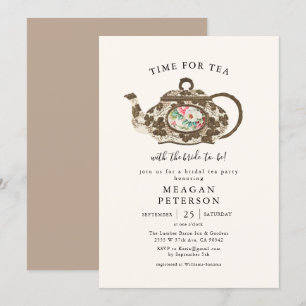 Invitación Elegante fiesta nupcial de ducha de té