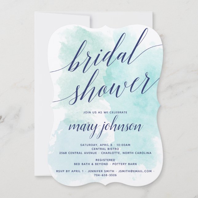 Invitación Elegante fiesta nupcial de nubes de color acuático (Anverso)