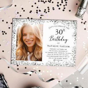 Invitación Elegante Fiesta plateado 30 cumpleaños