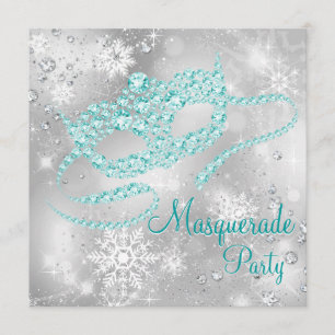 Invitación Elegante Fiesta plateado y azul Verde azulado