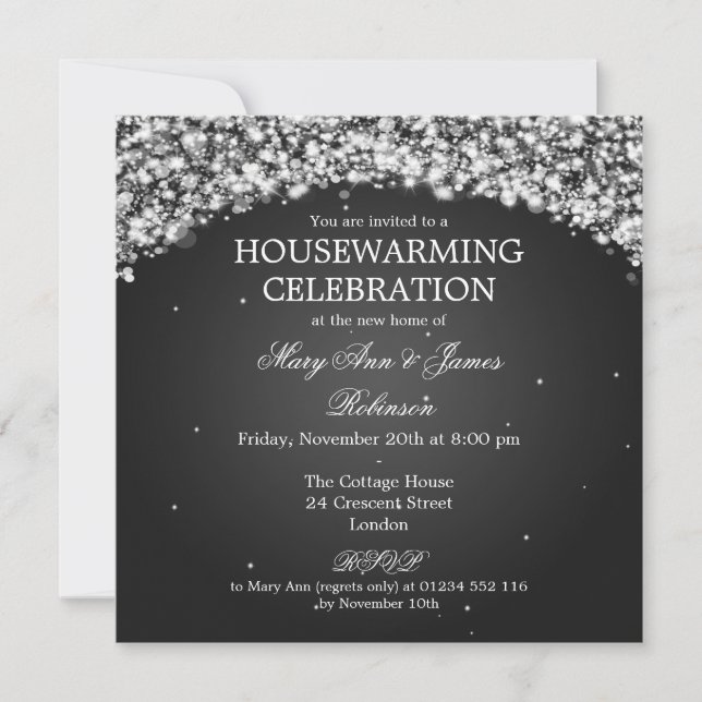 Invitación Elegante Fiesta que calienta la casa Arco brillant (Anverso)