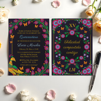 Invitación Elegante Fiesta Quinceanera de Arte Popular de Pea