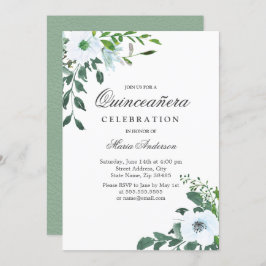 Invitación Elegante Fiesta Quinceanera de Flor Blanca