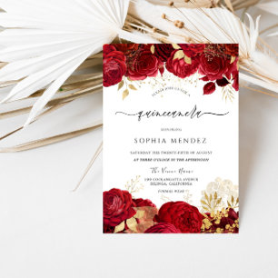 Invitación Elegante Fiesta Quinceanera de la hoja de oro de l