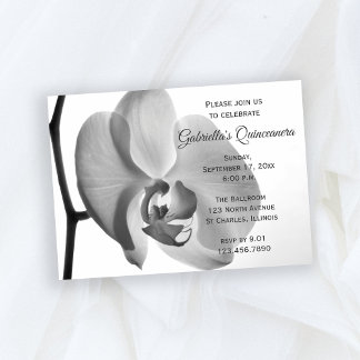 Invitación Elegante Fiesta Quinceanera de la orquídea blanca