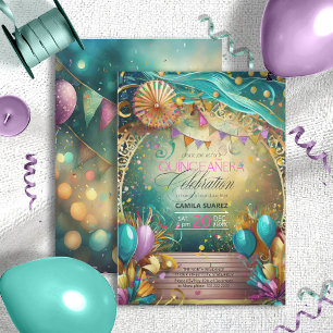 Invitación Elegante Fiesta Quinceanera Lavender/ID1029 Verde 