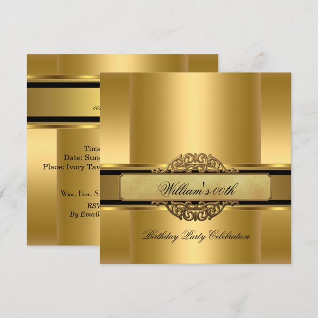 Invitación Elegante Fiesta Real de Aniversario del Oro Manos  (Anverso / Reverso)