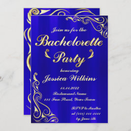 Invitación Elegante Fiesta Real de Bachelor Azul