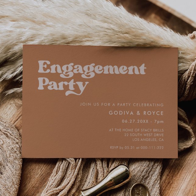 Invitación Elegante fiesta retro de azúcar marrón Engagement (Subido por el creador)