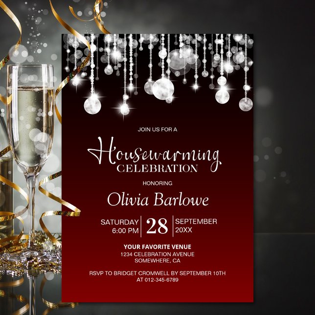 Invitación Elegante Fiesta rojo para el calentamiento de la c (Subido por el creador)
