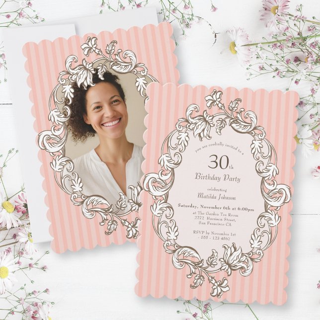 Invitación Elegante Fiesta Rosa 30 de cumpleaños (Elegant Pink 30th Birthday Party Invitation)