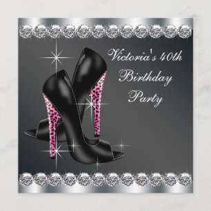 Invitación Elegante Fiesta Rosa 40 de cumpleaños