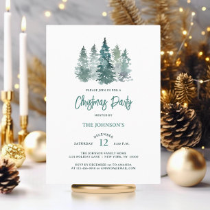 Invitación Elegante Fiesta Rústico de Navidades de pino