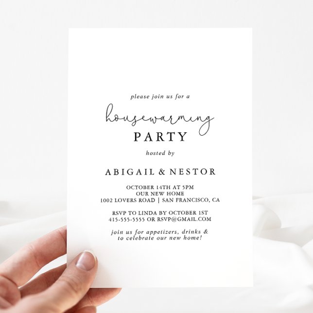Invitación Elegante Fiesta simple de caligrafía de casa (Subido por el creador)