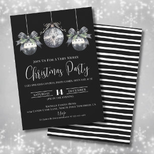 Invitación Elegante Fiesta simple de Navidades negros