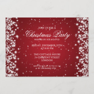 Invitación Elegante Fiesta Sparkle Red