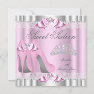 Invitación Elegante Fiesta Sweet 16 Dulces Dieciséis Lazo Ros