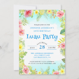Invitación Elegante fiesta tropical de cumpleaños de Luau