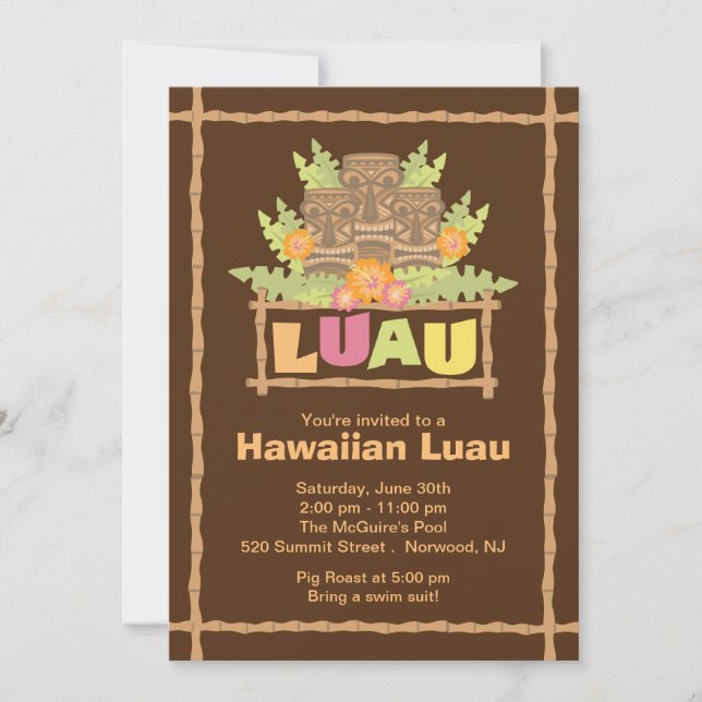 Invitación Elegante Fiesta tropical hawaiano luau (Anverso)