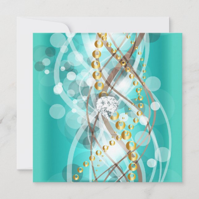 Invitación Elegante fiesta Verde azulada de cumpleaños del Di (Anverso)