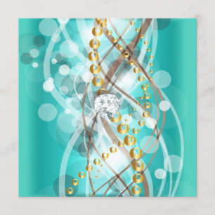 Invitación Elegante fiesta Verde azulada de cumpleaños del Di