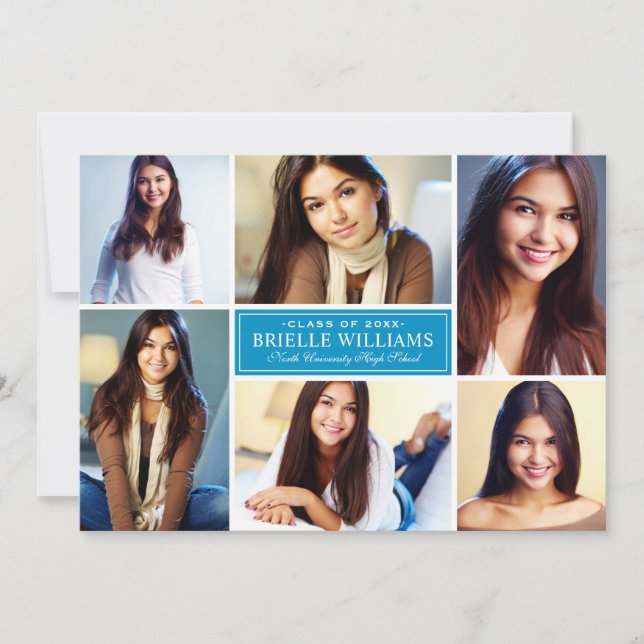 Invitación Elegante fiesta Verde azulada de graduación de Col (Anverso)