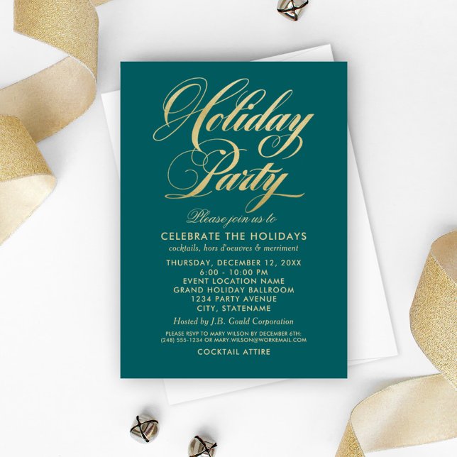 Invitación Elegante fiesta Verde azulada de vacaciones de est (Subido por el creador)