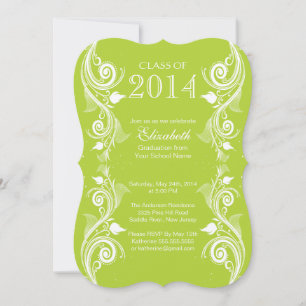 Invitación Elegante fiesta verde de graduación blanca
