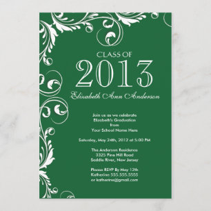 Invitación Elegante fiesta verde de graduación blanca