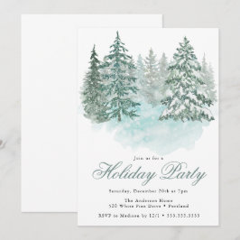 Invitación Elegante Fiestia de Navidad Invernal con Verdor de