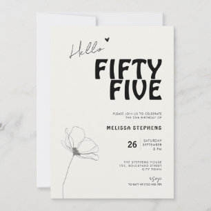 Invitación Elegante Fifty Five Tipografía Negrita Cumpleaños 