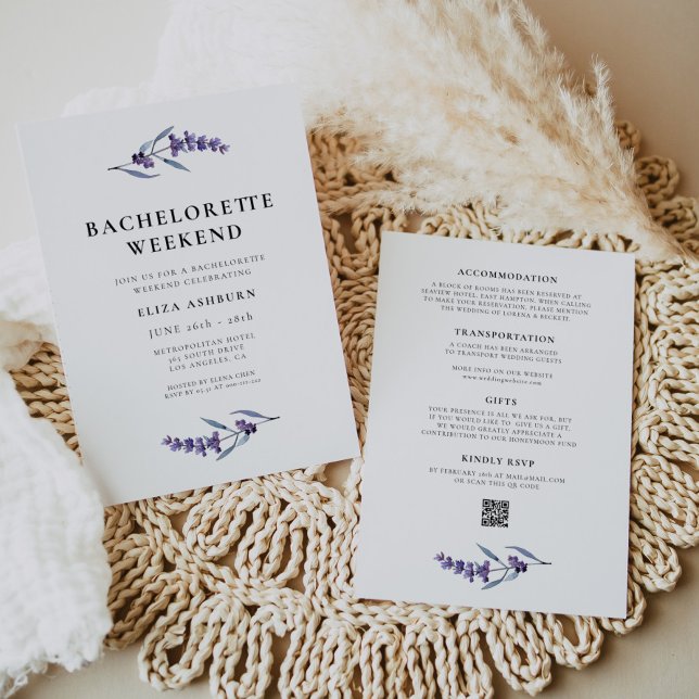 Invitación Elegante fin de semana de Bachelorette Floral Lave (Subido por el creador)