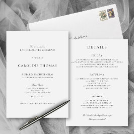 Invitación Elegante fin de semana simple de soltera con tiner