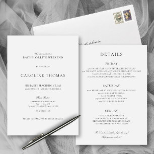 Invitación Elegante fin de semana simple de soltera con tiner
