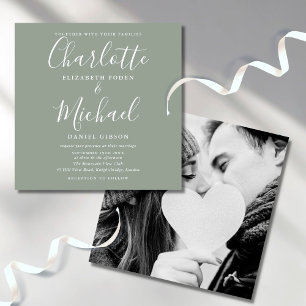Invitación Elegante firma de escritura de boda Foto Silver Sa